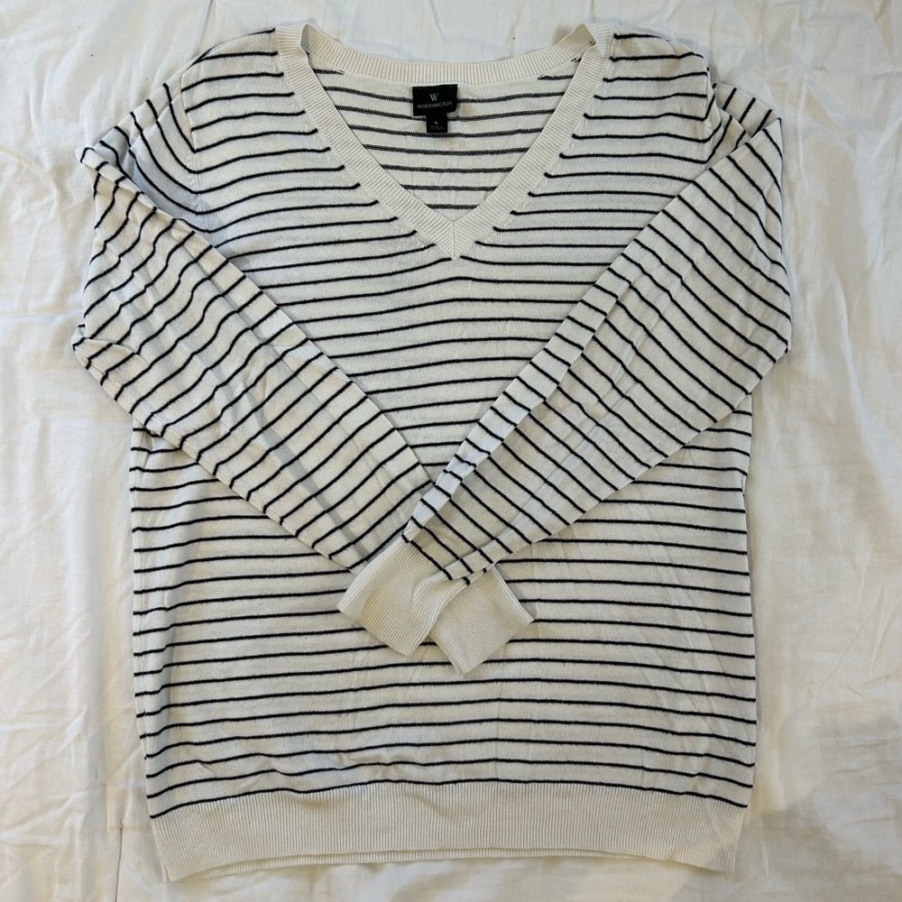 Black and’s White Striped Worthington Sweater